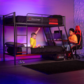 Lit superposé gaming X Rocker Armada Twin avec bureau gaming intégré, noir, Twin/Twin, Enfants, Adolescents