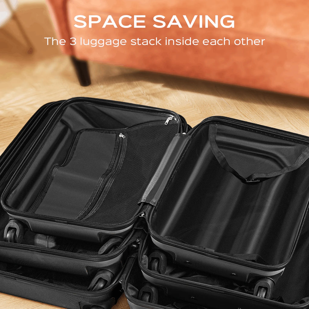 Ensemble de 9 pièces comprenant 3 valises rigides de 20, 24 et 28 pouces, 6 sacs de rangement et valises de voyage à roulettes, rose