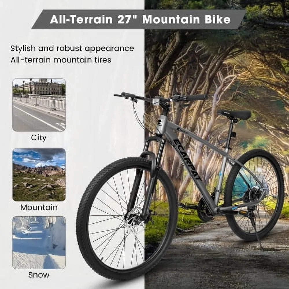 Vélo de route hybride Raistyw 700C, vélo de montagne tout-terrain 16 vitesses avec freins à disque, cadre léger en aluminium, vélo de course pour homme et femme, taille L, noir