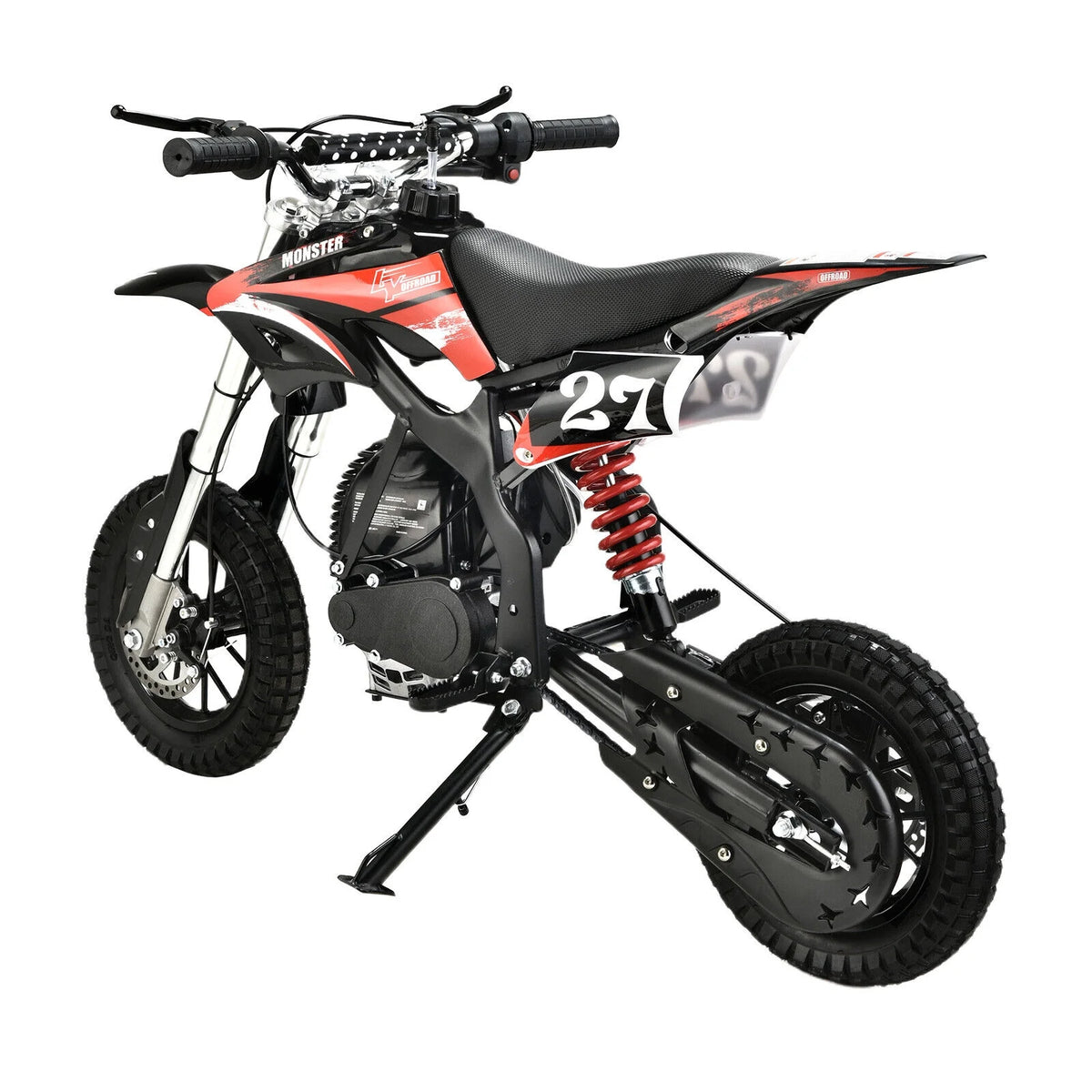 Mini moto tout-terrain à essence 4 temps 40 cc Pocket Pit Bike avec freins pour enfants et adolescents, noire