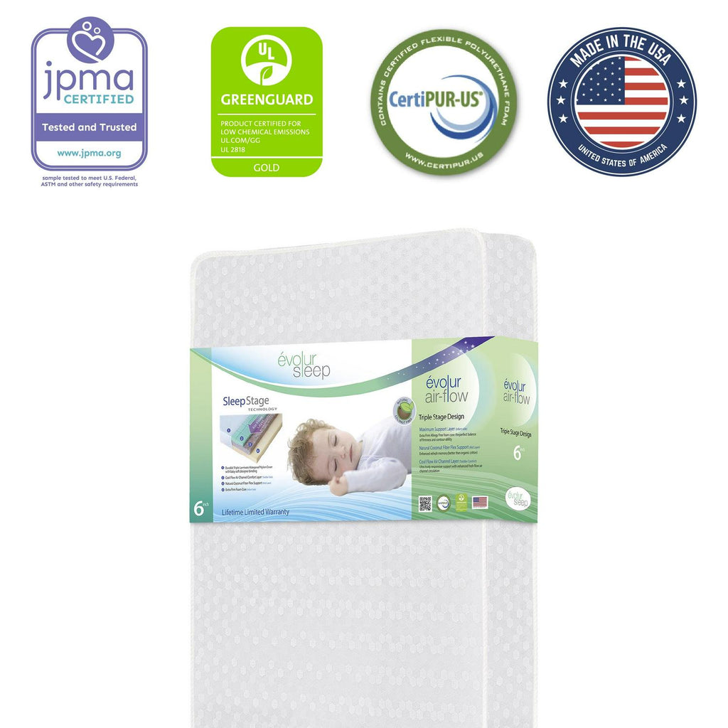 Matelas Evolur Sleep à triple flux d’air pour lit bébé et lit enfant