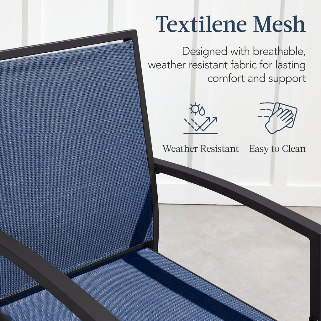 Best Choice Products Lot de 2 tabourets de bar d'extérieur, Chaises de patio hauteur bar avec maille toutes saisons - Noir/Noir