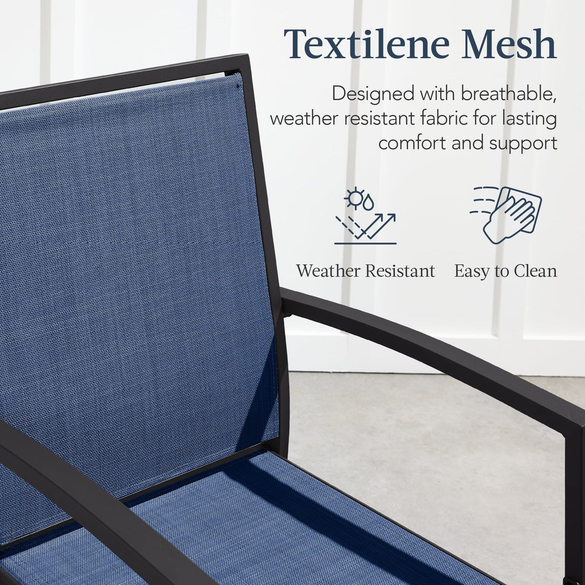 Best Choice Products Lot de 2 tabourets de bar d'extérieur, Chaises de patio hauteur bar avec maille toutes saisons - Noir/Noir