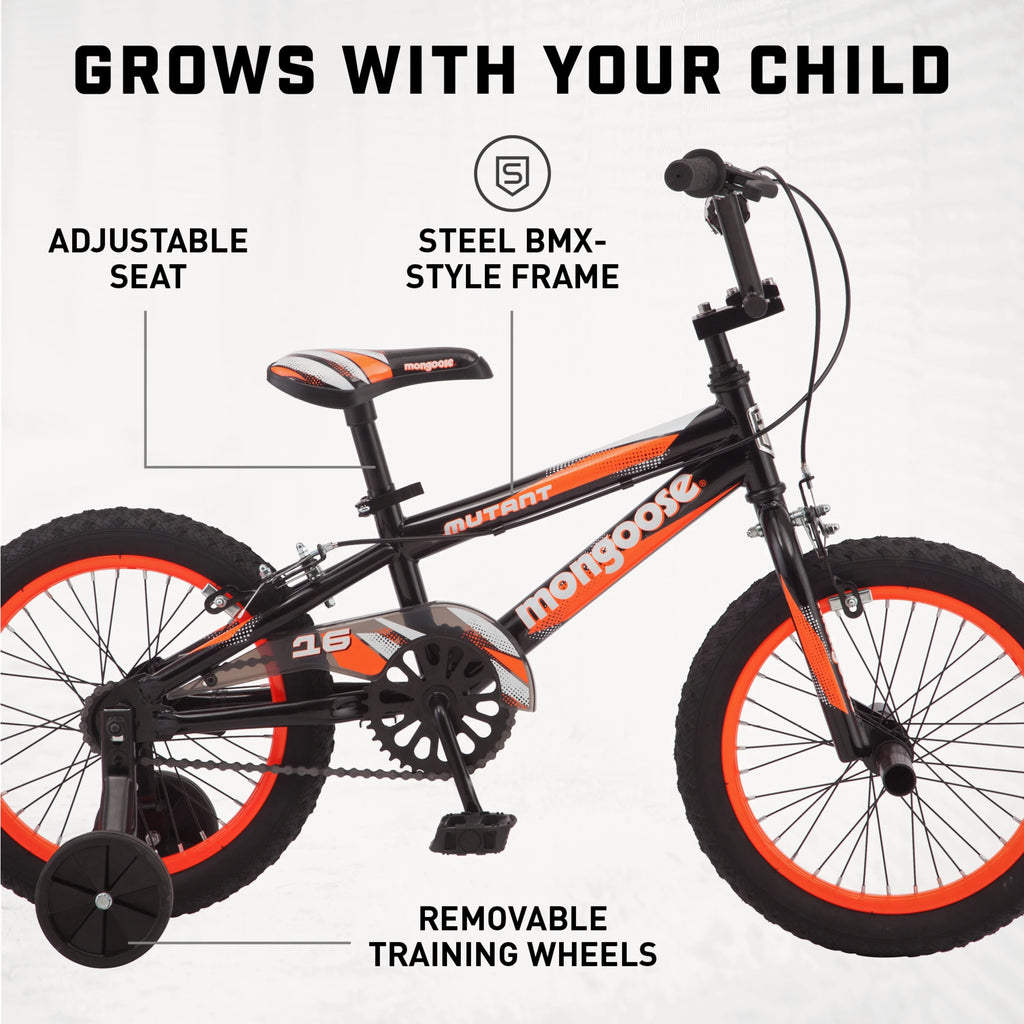 Vélo BMX Mutant 16 pour enfant, 3-5 ans, Noir & Orange
