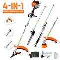 Coupe-bordures à essence 52 cm³, Sesslife 4-en-1 avec tronçonneuse télescopique, taille-haie, coupe-herbe, débroussailleuse, tondeuse à gazon 2 temps avec vilebrequin complet pour jardin, orange