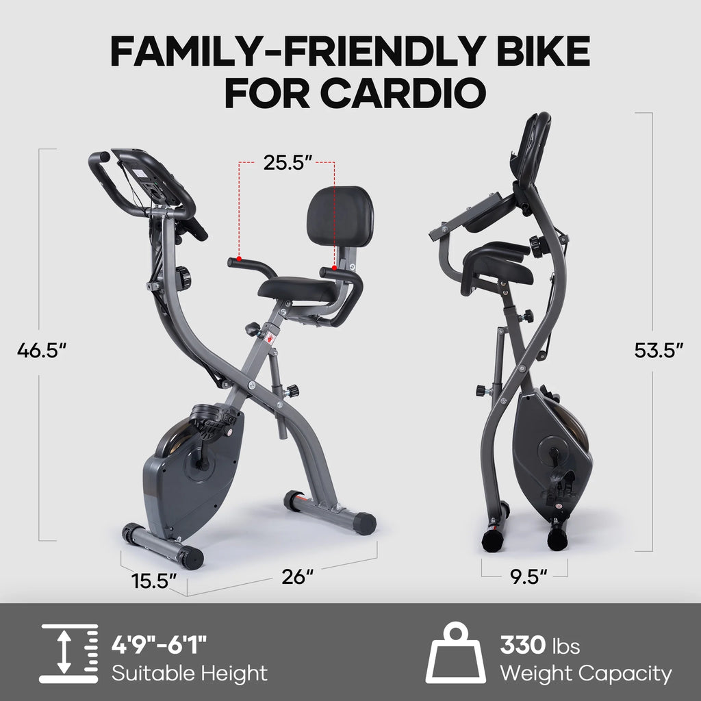 Vélo d’appartement pliable à charges magnétiques, avec capteur de fréquence cardiaque et écran LCD, idéal pour le cyclisme d’intérieur à domicile
