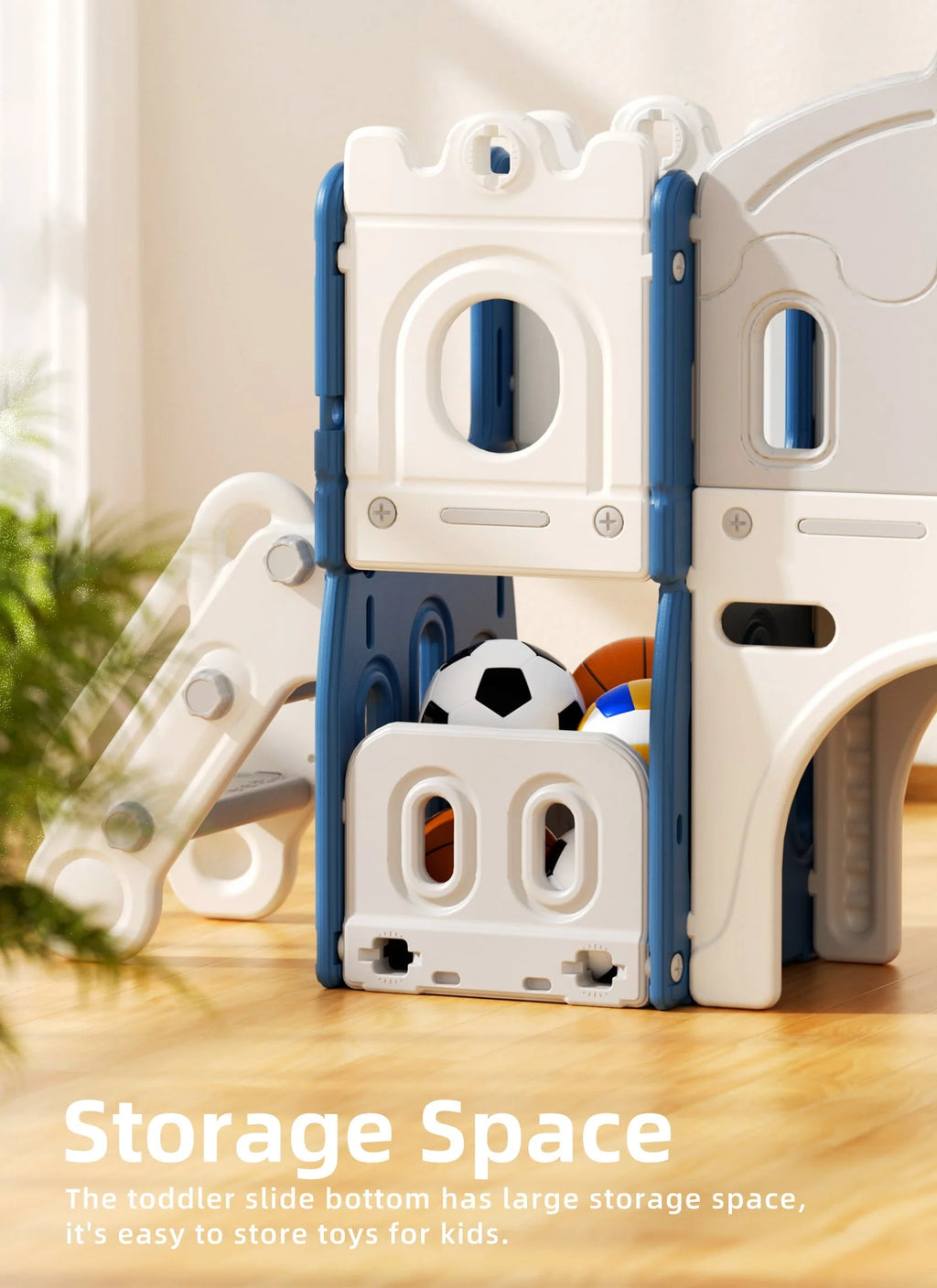KORIMEFA Ensemble toboggan 8 en 1 pour enfants avec structure d’escalade, toboggan d’escalade pour tout-petits avec panier de basket, tunnel, aire de jeux extérieure et intérieure pour tout-petits, toboggan d’escalade, dès 1 an