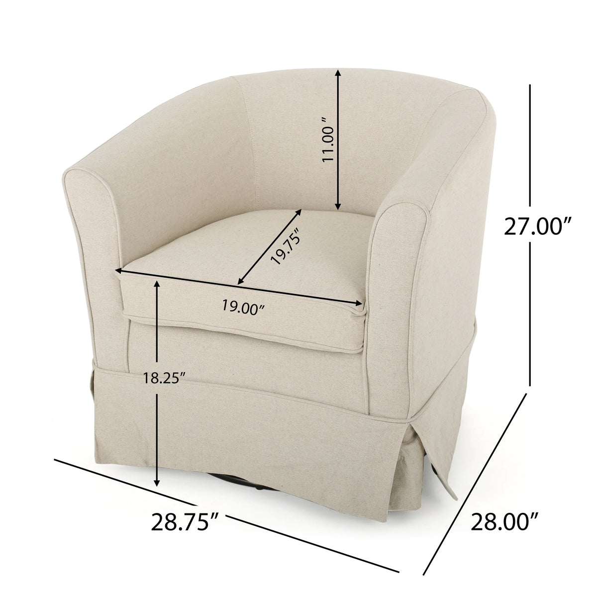 Fauteuil club pivotant contemporain Tiffin de GDF Studio, tissu naturel et noir