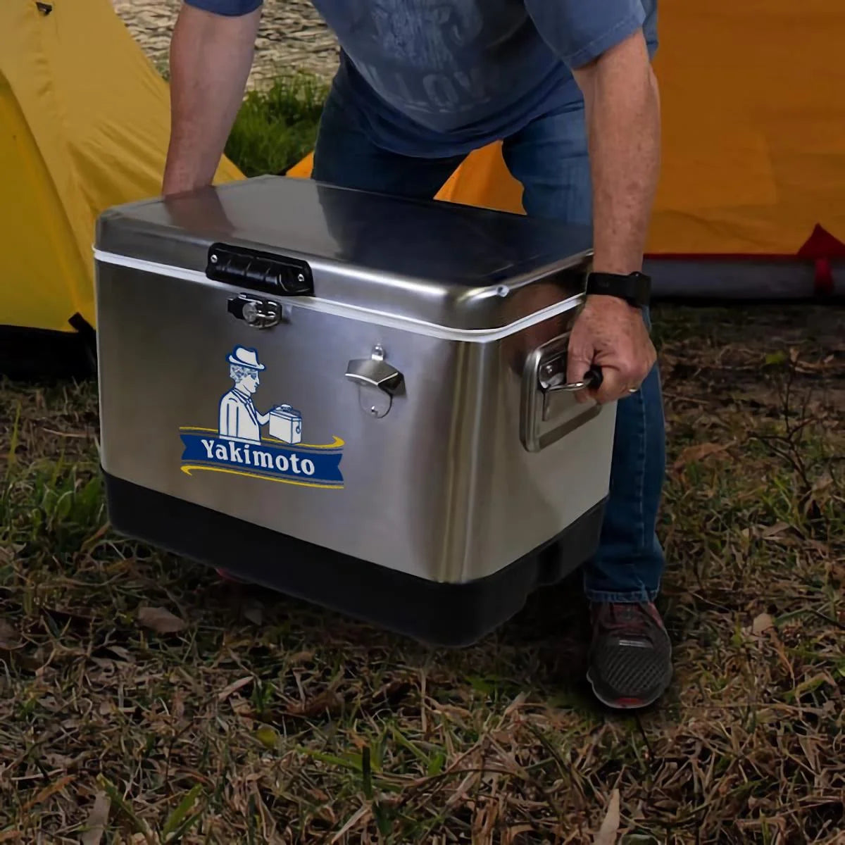 Glacière en acier inoxydable Yakimoto de 54 pintes – Glacière conservant la glace pendant 4 jours, avec décapsuleur intégré et fermoirs robustes en acier pour le camping, la pêche, la navigation et les fêtes entre amis