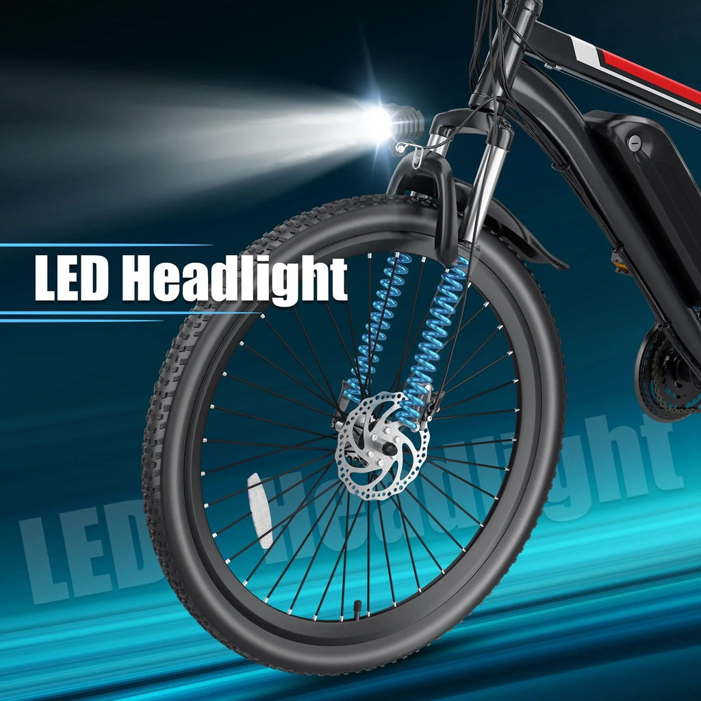 Vélo électrique Elifine 500W pour adultes, vélo électrique tout-terrain 26 avec 5 modes de conduite, batterie 48V 7,8Ah, Shimano 21 vitesses & 19,8 mph vélo électrique urbain en alliage d'aluminium jusqu'à 50 miles