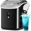Machine à glaçons Auseo à glaçons en pépites, de comptoir, prête en 6 min, 35 lb par jour, avec nettoyage automatique, machine à glaçons à ultrasons portable pour maison/bureau/bar, noire