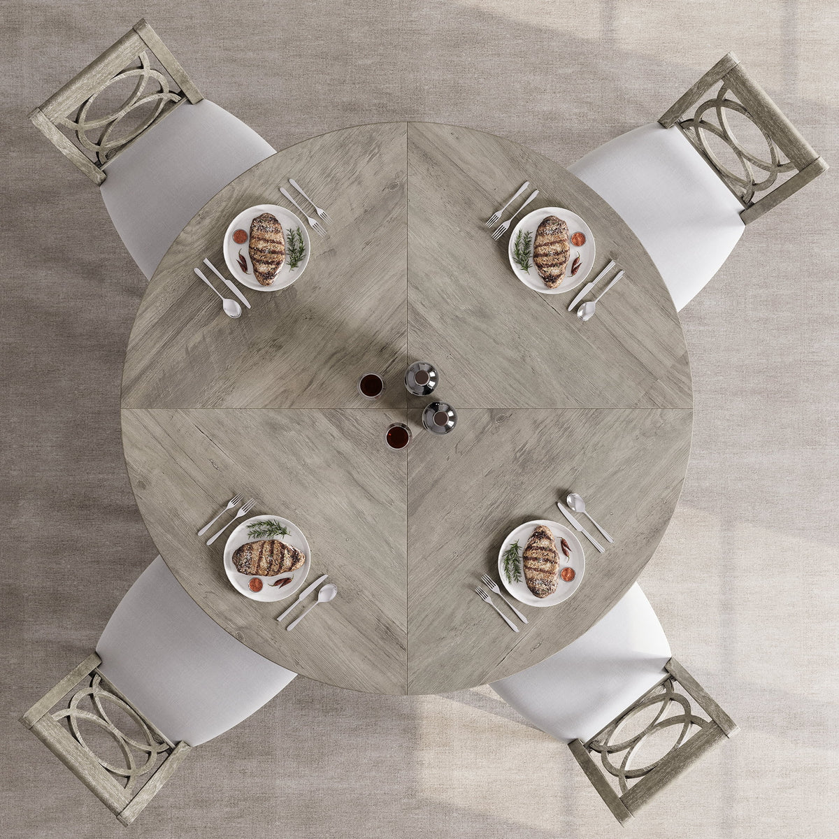 Ensemble de grande table à manger ronde de 47 po pour 4 à 6 personnes, table à manger en bois de style milieu du siècle avec plateau large et piètement en X, table de salle à manger pour la maison, la salle à manger ou le salon (chaises non incluses)