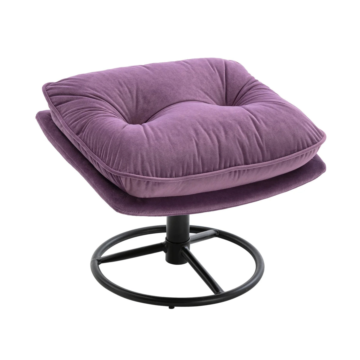 Fauteuil d'appoint pivotant en velours avec pouf, fauteuil méridienne moderne avec structure en métal et repose-pieds, fauteuil confortable pour la lecture, salon, chambre, bureau, bleu