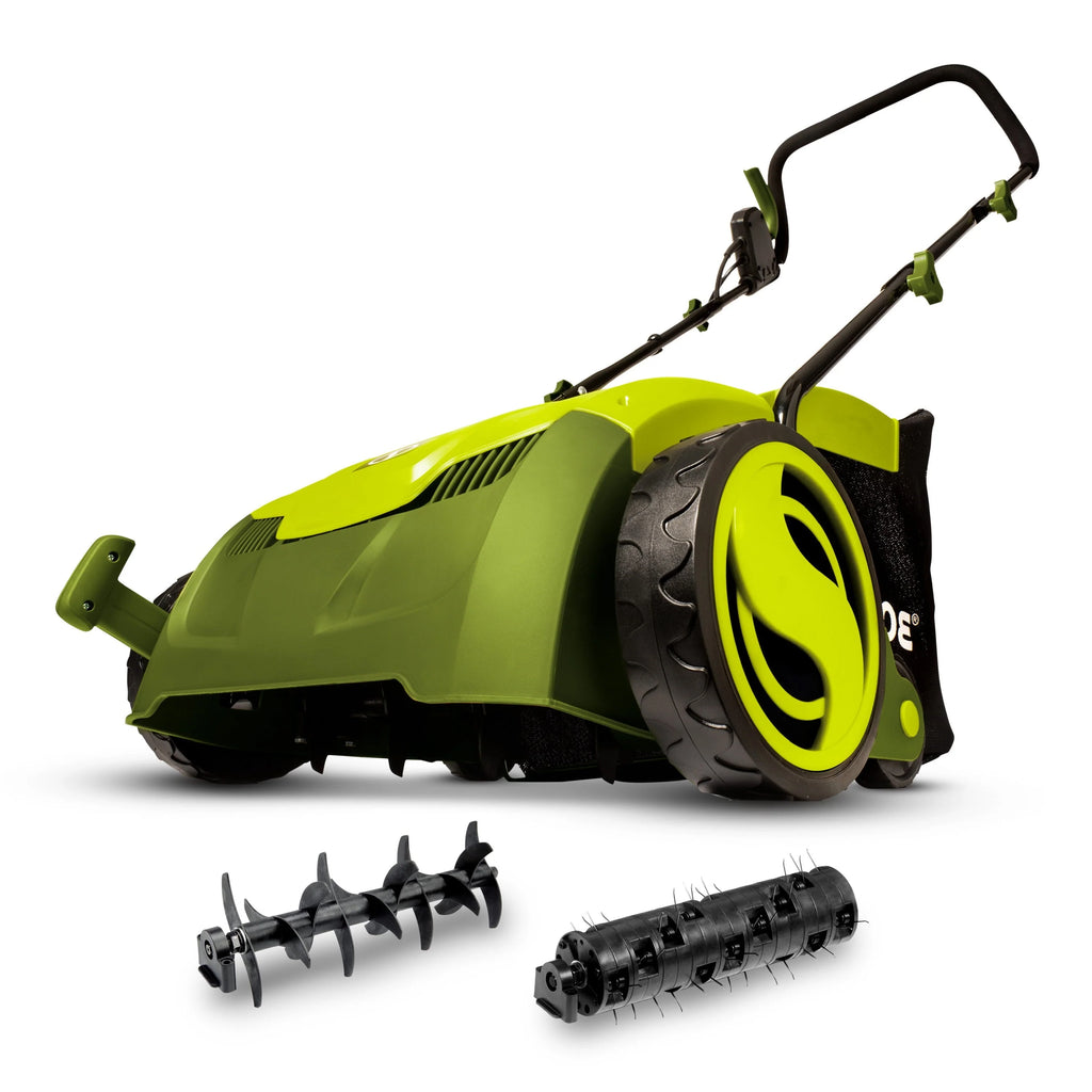 Aérateur de pelouse électrique Sun Joe de 12,6 pouces + scarificateur avec sac de ramassage, 12 A