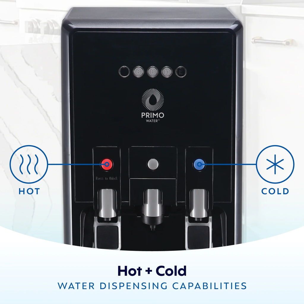 Primo Water? Distributeur d’eau Pro 2 à température contrôlée avec chargement par le bas et machine à café à dosettes individuelles, noir
