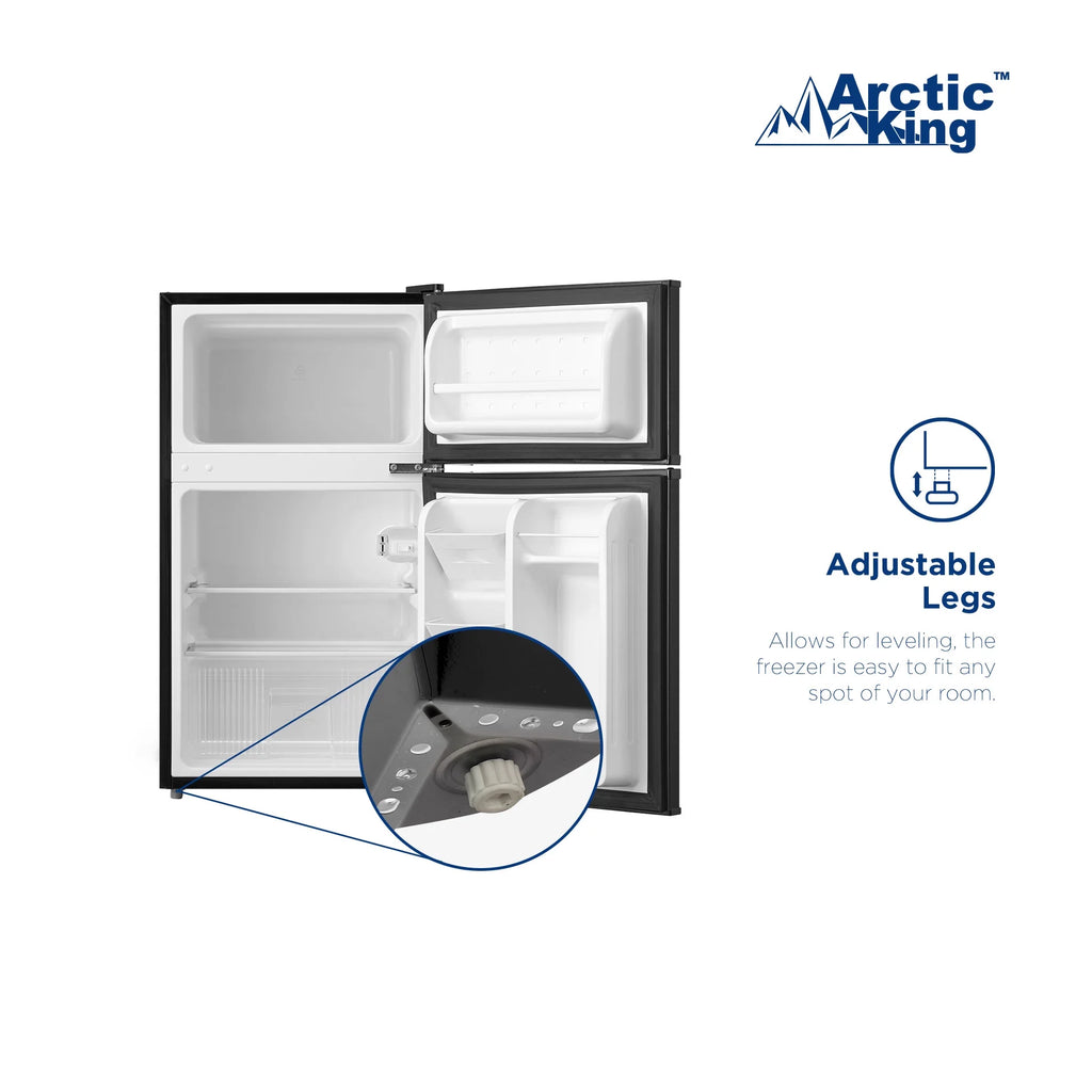 Mini-réfrigérateur Arctic King de 3,2 pi³, à deux portes avec congélateur, en acier inoxydable, certifié Energy Star