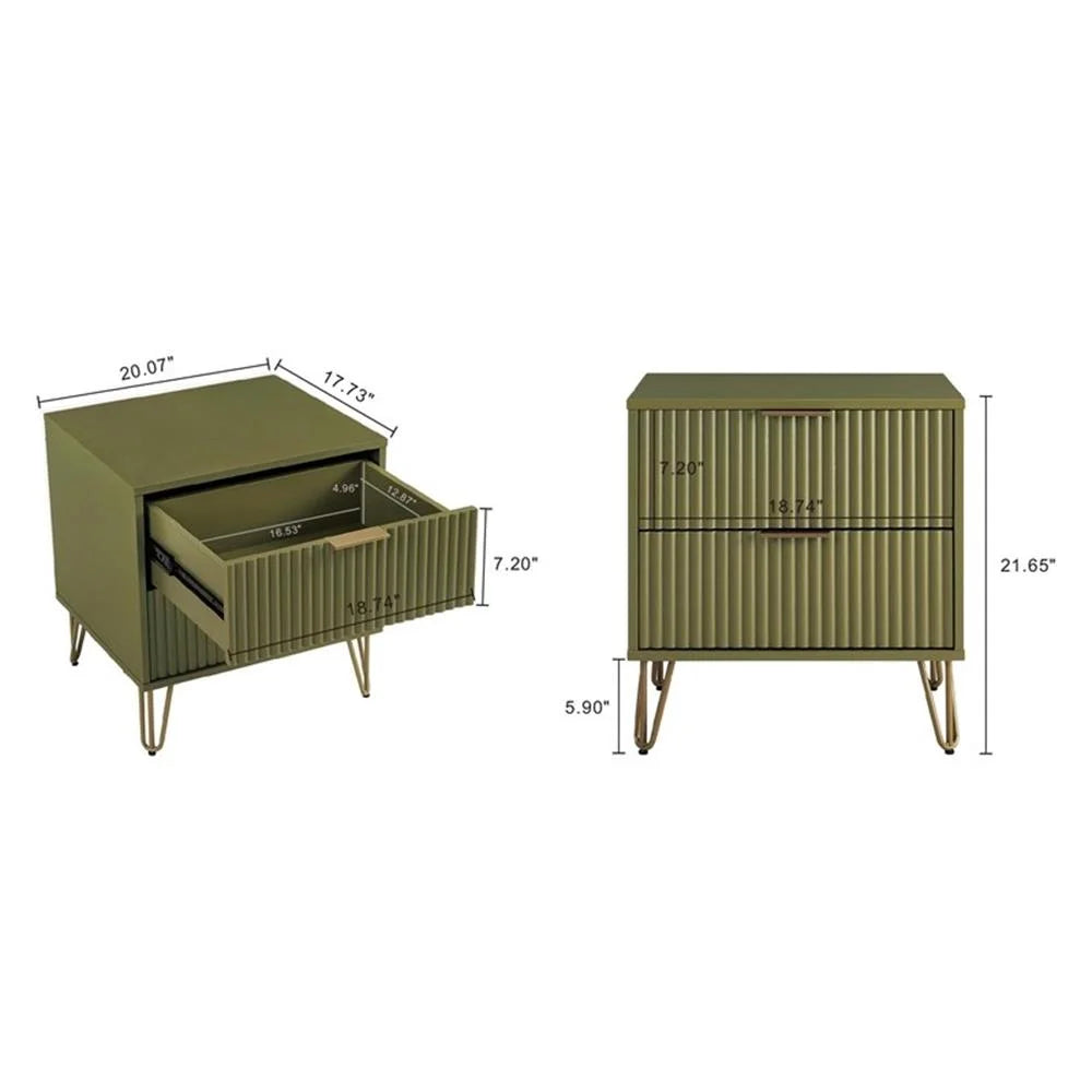 Table de chevet Pemberly Row en bois d’ingénierie vert olive – Lot de 2