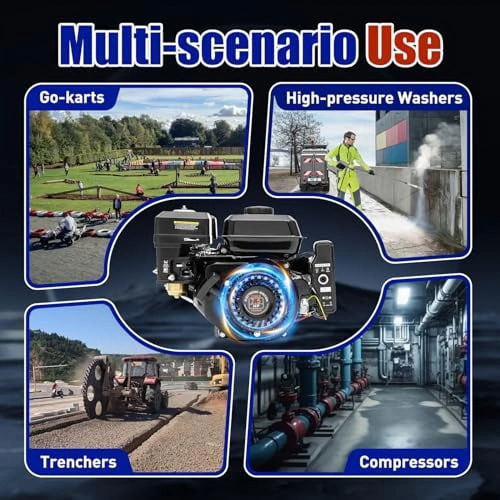 Moteur à essence de 7,5 CV, moteur 4 temps de 212 cm³ à démarrage électrique, moteur de karting de 3 000 W, 3 600 tr/min, conception OHV pour mini-motos, karts, mini-bikes et bûcheuses