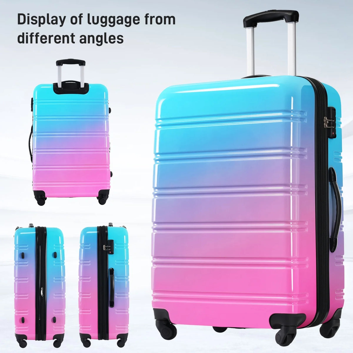 Ensemble de 3 valises, valise rigide 20/24/28 pouces avec cadenas TSA et roulettes pivotantes, bagages de voyage légers et extensibles pour homme et femme, multicolore violet