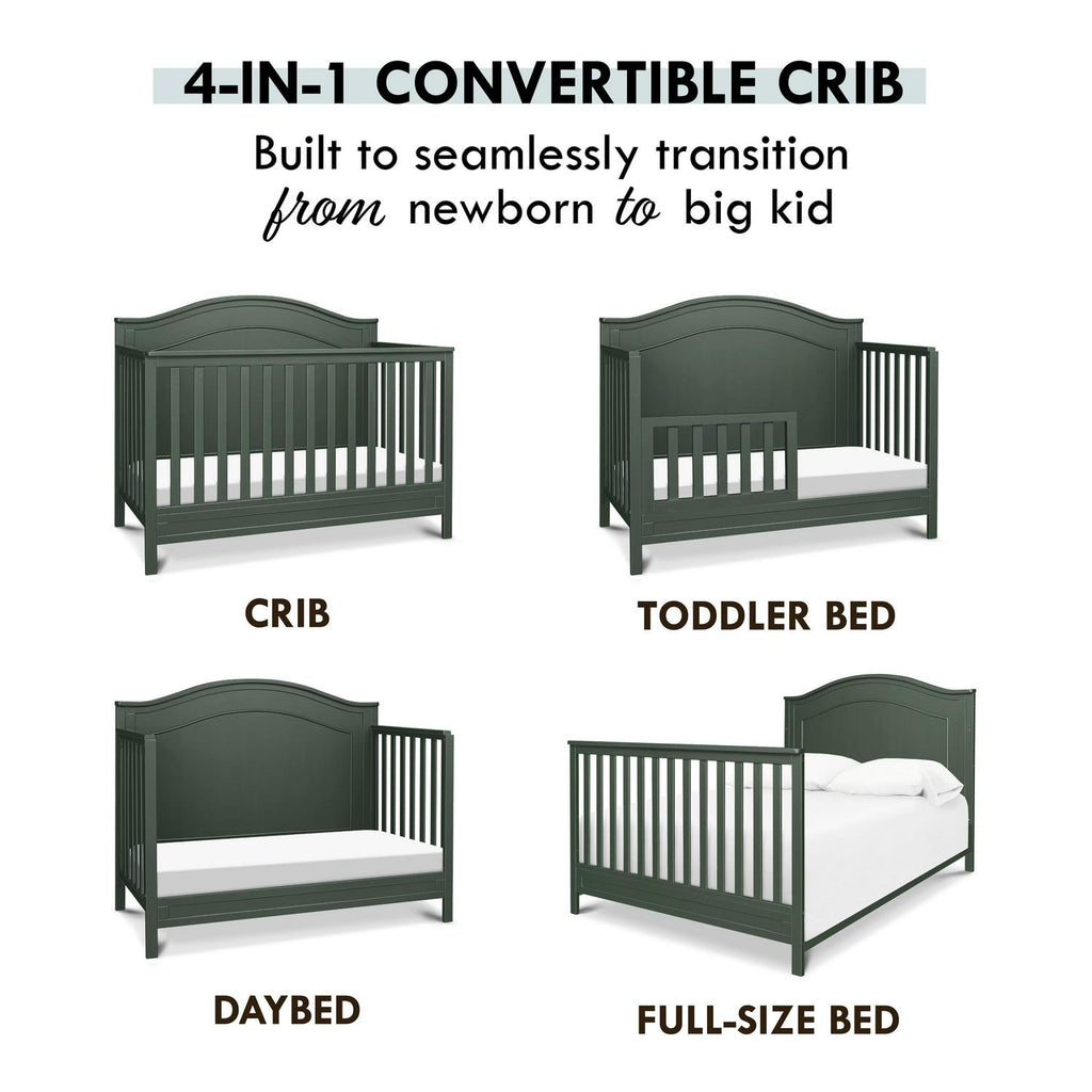 Lit convertible 4-en-1 DaVinci Charlie. Certifié Greenguard Gold. Vert forêt