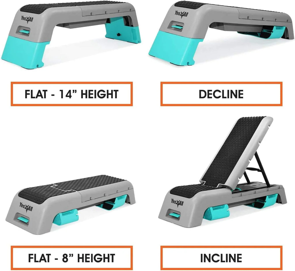Plateforme de step et de fitness aérobique multifonctionnelle Yes4All, bleue et grise