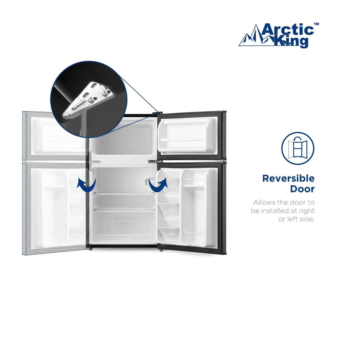 Mini-réfrigérateur Arctic King de 3,2 pi³, à deux portes avec congélateur, en acier inoxydable, certifié Energy Star
