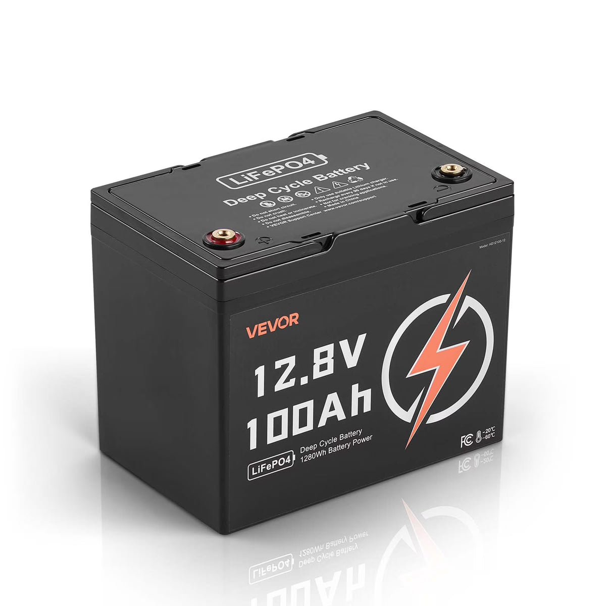 Batterie LiFePO4 VEVOR 12V 100Ah, Jusqu'à 15000 Cycles, Batterie Lithium Fer Phosphate à Décharge Profonde avec BMS Intégré,Protection à Basse Température,Durée de Vie de 10 Ans,pour Stockage d'Énergie Solaire Domestique Hors Réseau