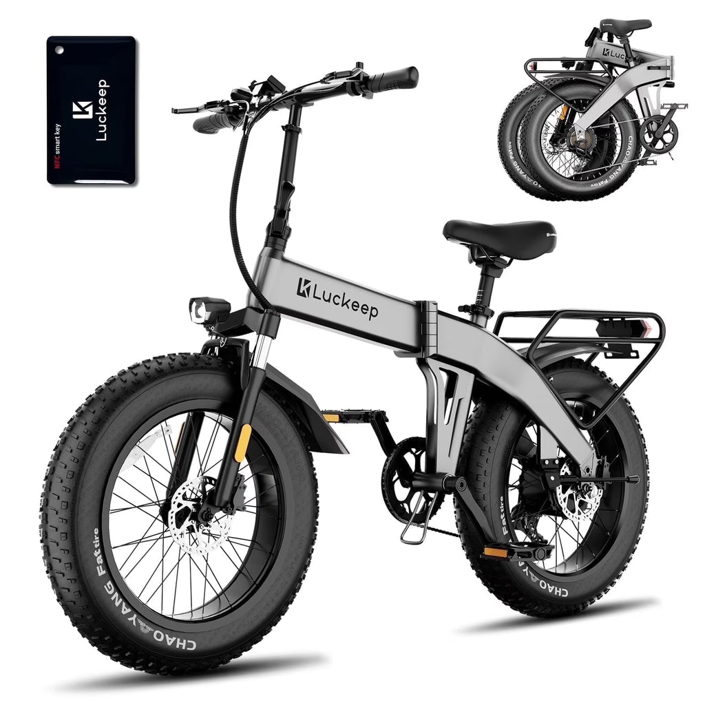 Vélo électrique pliable Luckeep X1 Lite pour adultes, moteur de 1 500 W en crête, batterie amovible de 720 Wh, autonomie de 60 mi à 28 mi/h, vélo électrique tout-terrain à pneus larges 20 × 4 avec suspension avant, vélo électrique de montagne