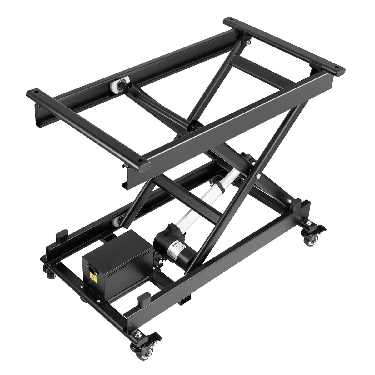 Table élévatrice électrique VEVOR, table élévatrice à ciseaux simple d’une capacité de 150 kg, plateforme de levage réglable en hauteur de 20 à 71 cm, table basse élévatrice avec 4 roulettes, pour la manutention et le transport de matériaux, noire