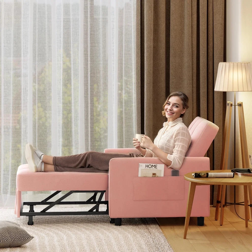 Fauteuil convertible avec couchage, canapé-lit convertible 3-en-1 Aiho avec fauteuil inclinable et couchage gigogne - Gris foncé