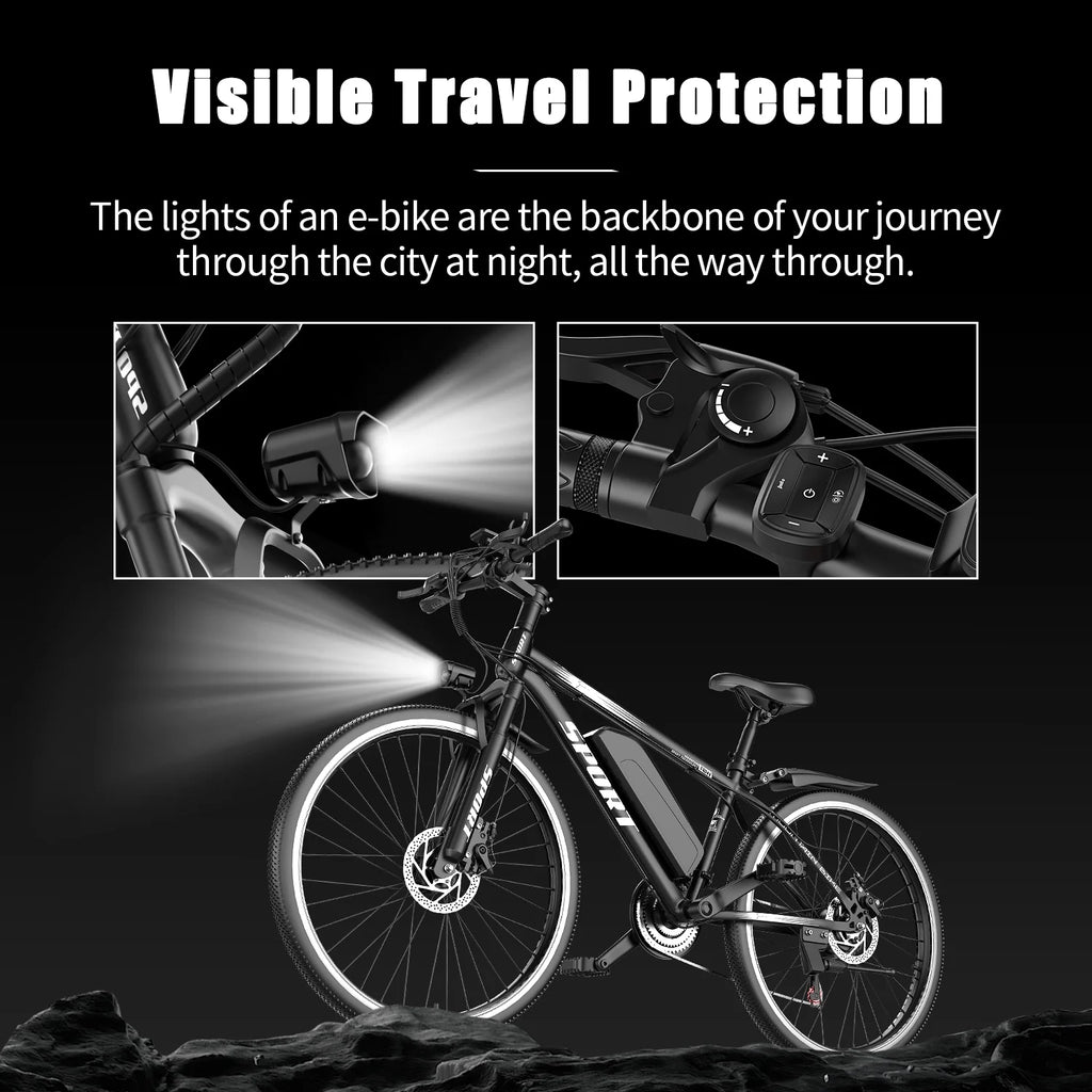 Vélo électrique tout-terrain G28-1200W Peak 26 pour adultes, vélo électrique tout-terrain 48V (batterie amovible, autonomie de plus de 45 mi, écran LCD, capacité de 330 lb, pneus à air – certifié UL2849, pour camping et sentiers)