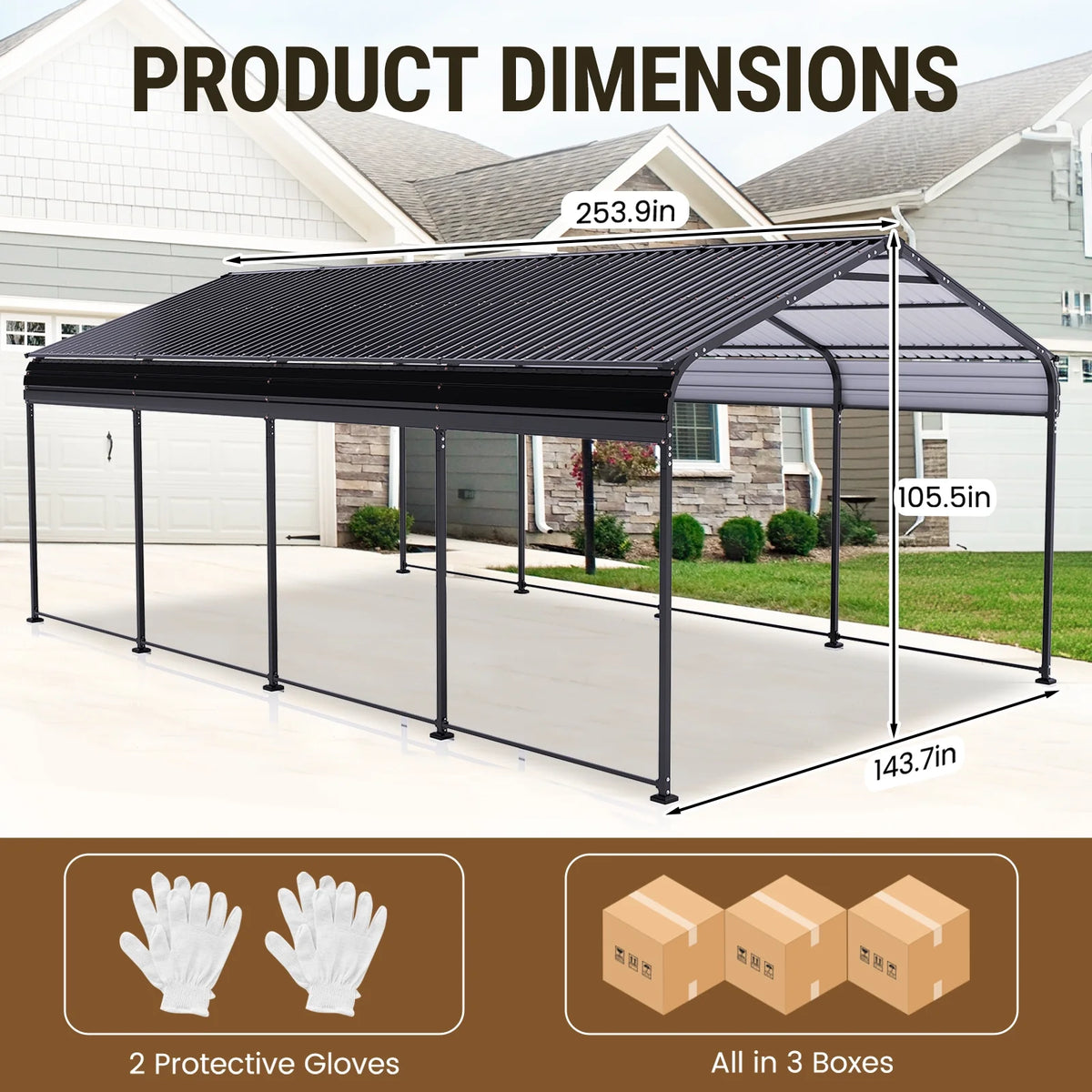 COBIZI Carport 10'x20' Grande tente pour voiture robuste avec structure en acier thermolaqué, garage portable avec parois latérales et portes amovibles, auvent pour voiture avec bâche toutes saisons pour fête en plein air, anniversaire, gris