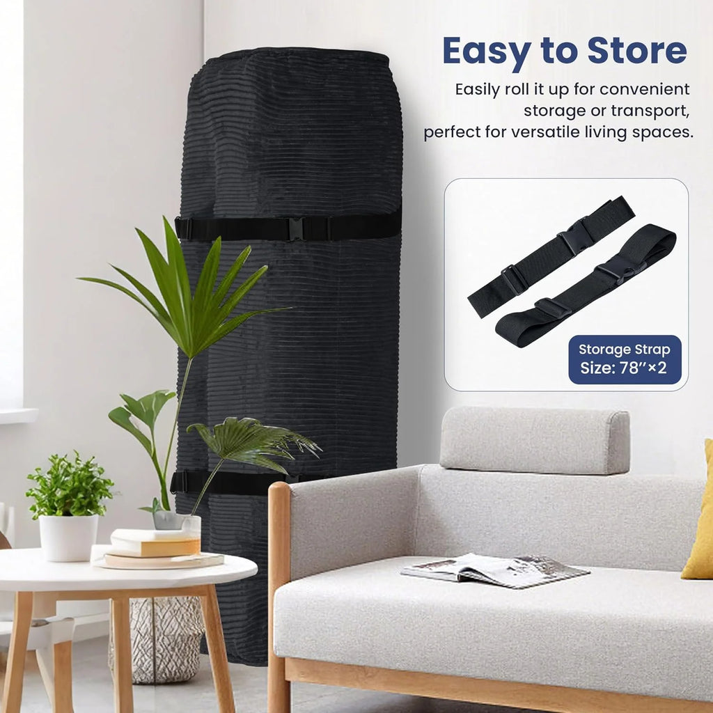 Matelas Futon 8 Pouces Taille Double, Canapé-Lit Futon Extra Épais Matelas Japonais Amélioré Matelas Futon au Sol pour Adultes Matelas Futon Japonais Pliable 8, Noir (Cadre Non Inclus)