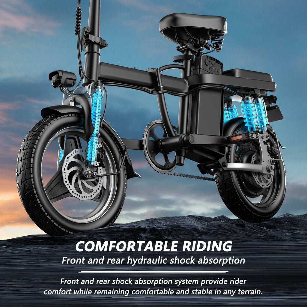 AVBDJOY Vélo électrique pliant 14 pour adultes et adolescents, Pic 700W 48V/13AH, Vélo électrique urbain pour trajets quotidiens