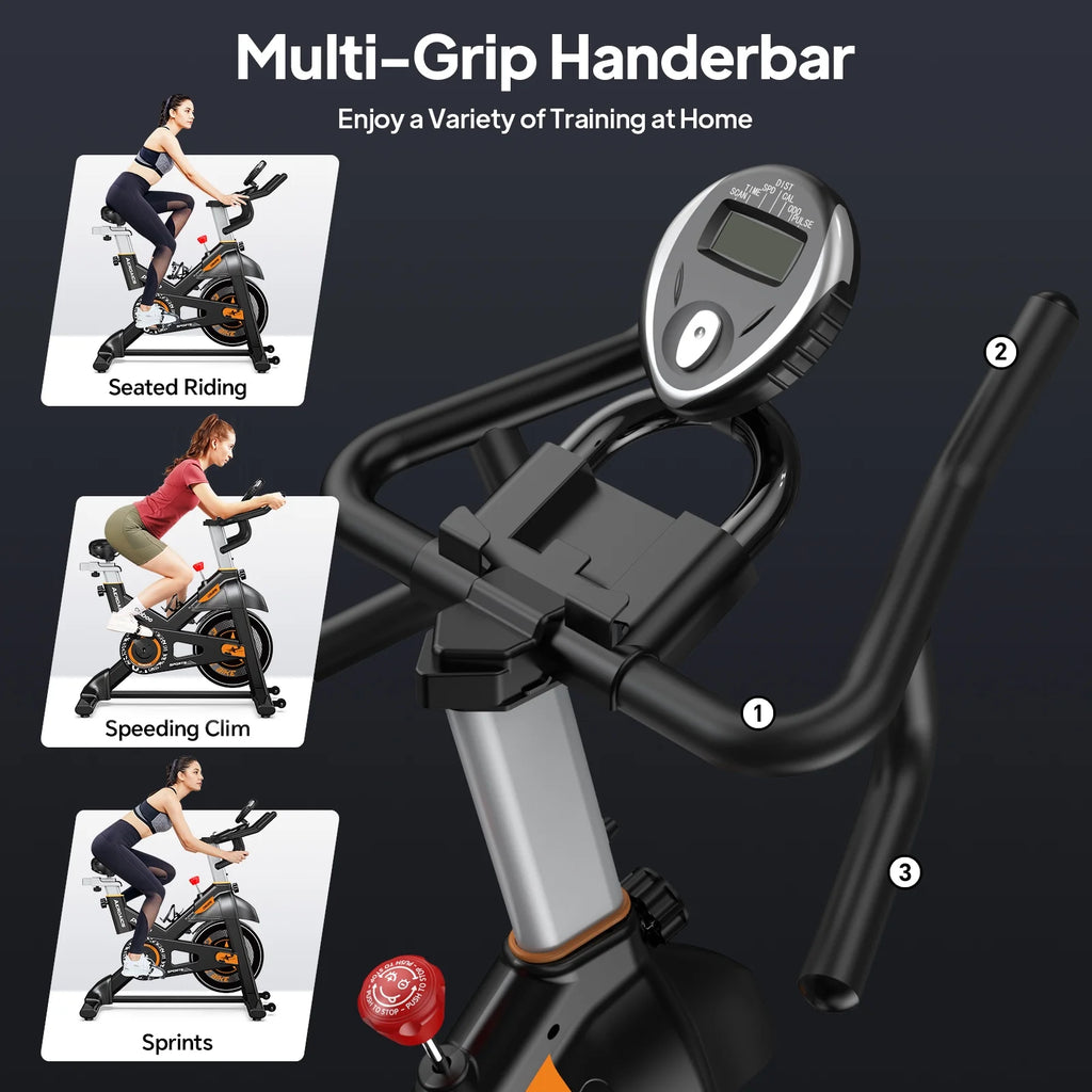 Vélo d’appartement Pooboo, vélo d’intérieur avec résistance réglable pour le domicile ou le bureau, appareil de cardio-training supportant jusqu’à 159 kg