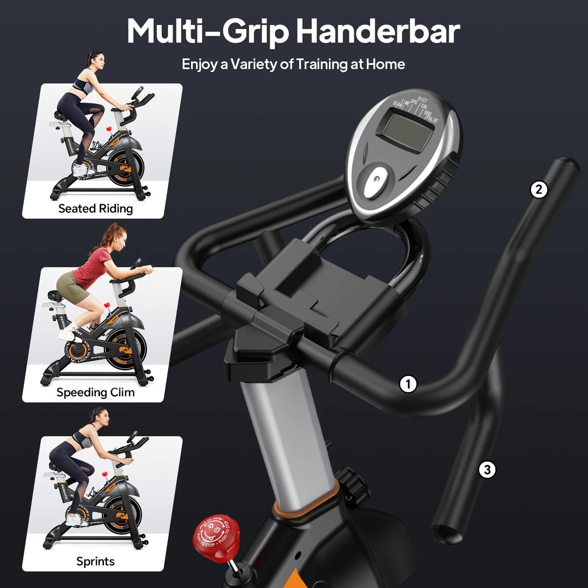 Vélo d’appartement Pooboo, vélo d’intérieur avec résistance réglable pour le domicile ou le bureau, appareil de cardio-training supportant jusqu’à 159 kg
