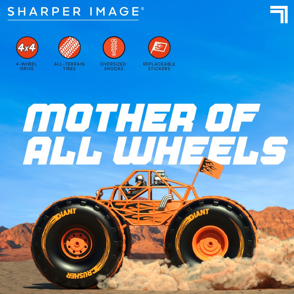 Sharper Image? 4¡Á4 Giant Crusher Camion télécommandé 4WD. Monster Truck tout-terrain à grande vitesse. Orange