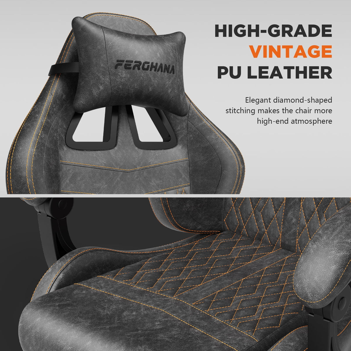 Fauteuil gaming Luxvie avec repose-pieds, fauteuil de bureau ergonomique pour ordinateur avec massage, soutien lombaire et appui-tête, dossier haut, style vintage, pour adultes et enfants, noir