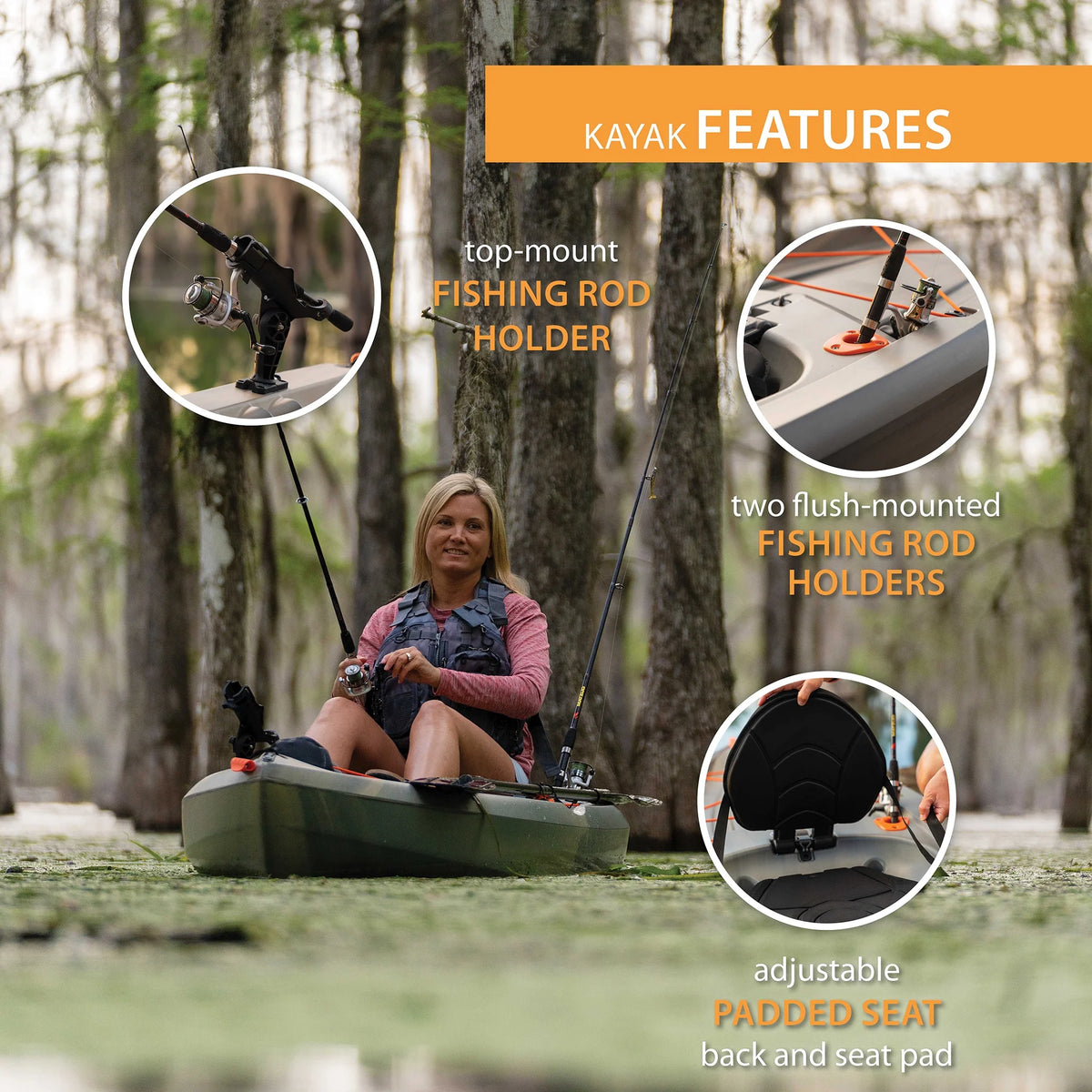 Kayak de pêche Lifetime Tamarack Angler 10 pi, Volcano Fusion (91340)