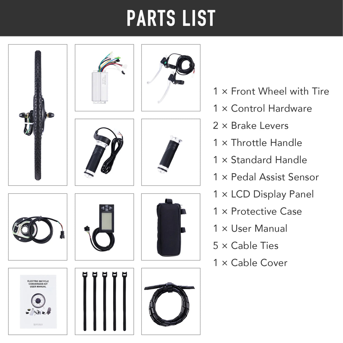Kit de conversion de vélo électrique Viribus pour roue arrière 26, moteur-roue 1000 W, écran LCD, kit DIY pour vélo électrique