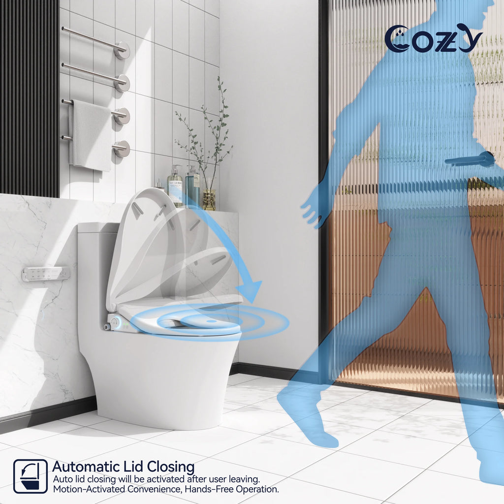 COZY Abattant de Toilette Bidet Électrique, 15,4 x 19,9 pouces, Abattants de Toilette Bidet Réglables