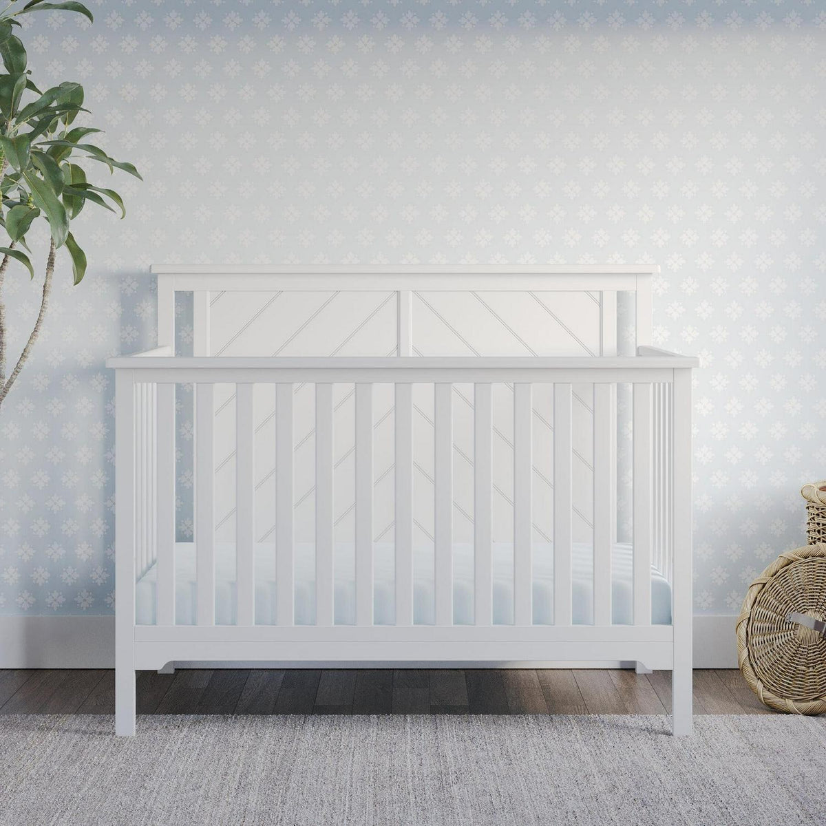 Lit convertible 4-en-1 Hampton de Child Craft. Panneau supérieur plat. 3 hauteurs de matelas. Blanc mat