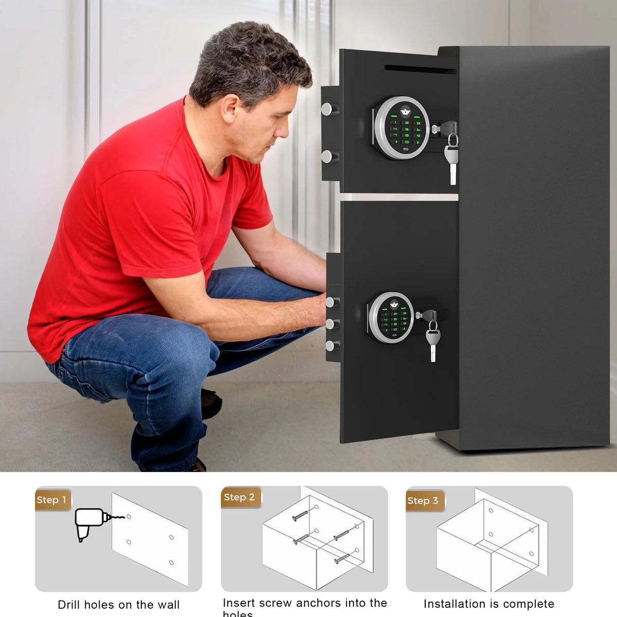Silkight Safe - Coffre-fort domestique de 6,0 pi³ - Coffre-fort ignifugé à dépôt avec clavier rétroéclairé et système d'alarme pour la sécurité de l'argent à la maison et en entreprise