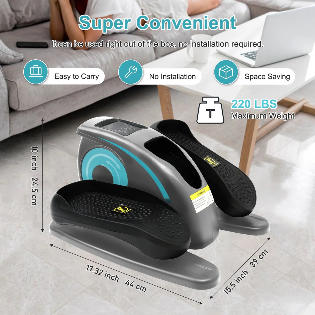 Vélo elliptique de bureau Baokaler, appareil d’exercice électrique pour les jambes assis, pour seniors, 12 vitesses réglables avec télécommande