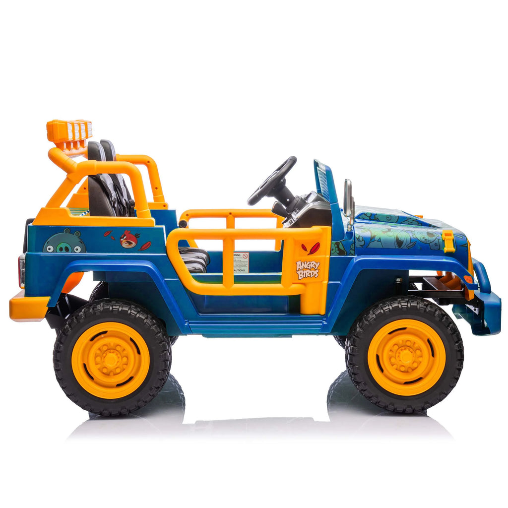 Jouets électriques Joyracer 24 volts pour grands enfants, camion sous licence Angry Birds avec télécommande, véhicule électrique 4x4 à 2 places avec pelle, Bluetooth, lumières, roues de voiture électrique, pour enfants de 3 à 8 ans, jusqu’à 59 kg, vert