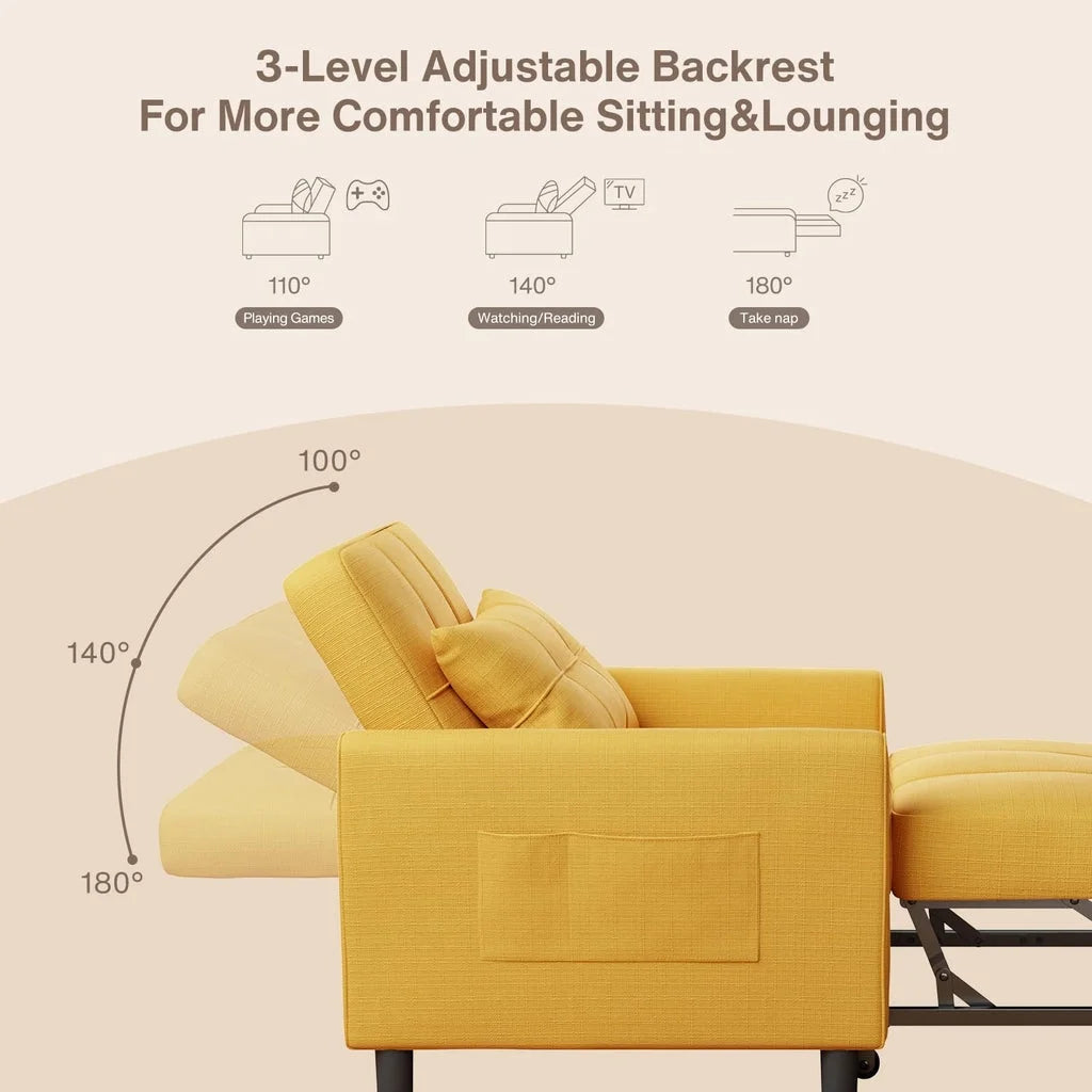 Fauteuil convertible avec couchage, canapé-lit convertible 3-en-1 Aiho avec fauteuil inclinable et couchage gigogne - Gris foncé