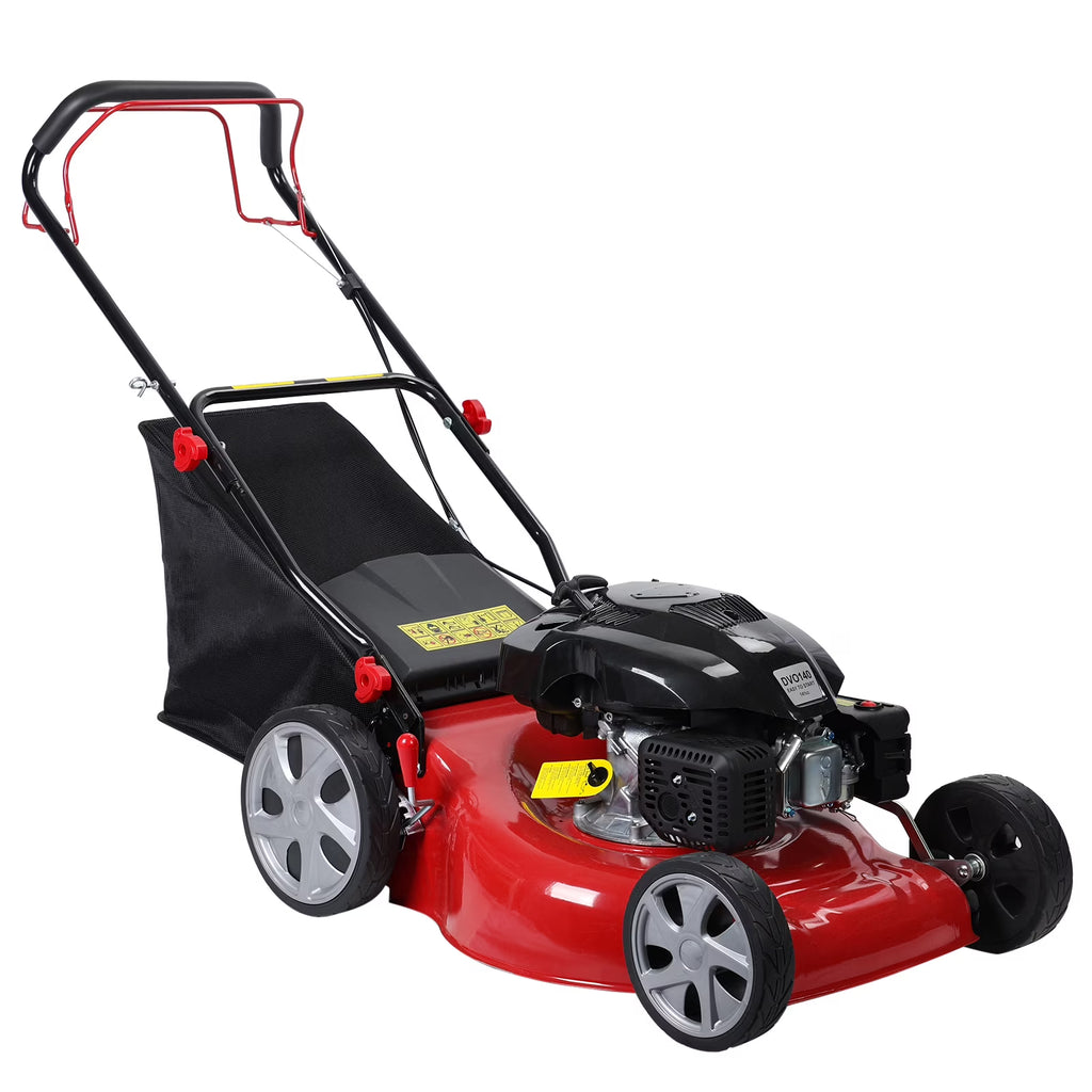 Tondeuse à gazon, Tondeuse à gazon autotractée, Tondeuse à gazon à moteur essence 141cc, Tondeuse à gazon à pousser avec bac à gazon 50L, Grandes roues