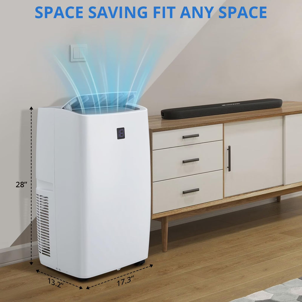 Climatiseurs portables TROPOW 14 000 BTU rafraîchissant jusqu’à 69 m², appareil de climatisation portable 4-en-1 avec télécommande/déshumidificateur/ventilateur à 3 vitesses/mode nuit pour salon, chambre, bureau