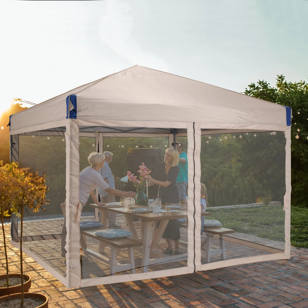 Aoodor Chapiteau Pop-Up 12'x12' avec Murs Latéraux Amovibles en Maille, Tente Abri Instantanée Portable d'Extérieur-Noir