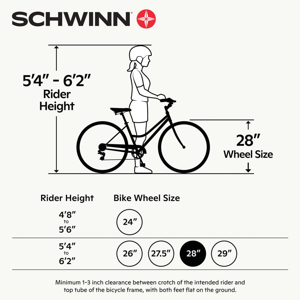 Vélo hybride Schwinn Admiral 700c pour adulte, Vélo pour femme 7 vitesses, Crème